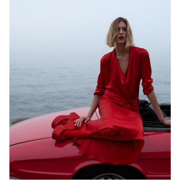 ZARA SILK DRAPED DRESS LIMITED EDITION - Picture 2 of 8